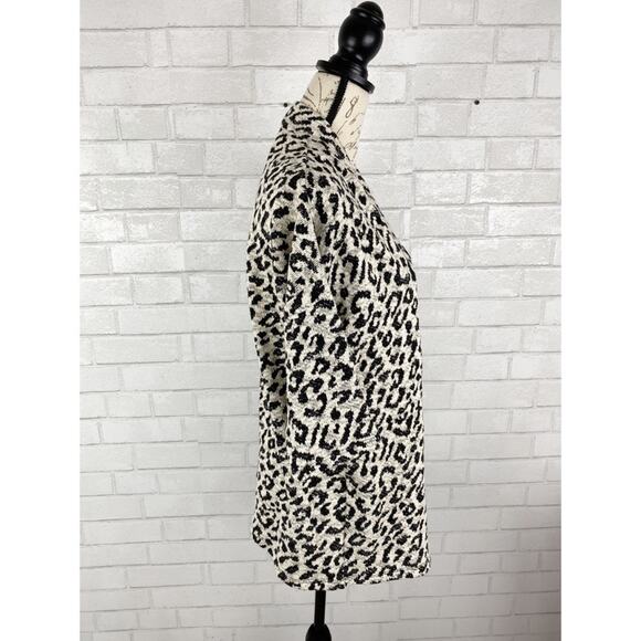 Attention Leopard Animal Print 3/4 Sleeve Open Front Cardigan Sweater Size XS - Picture 3 of 7